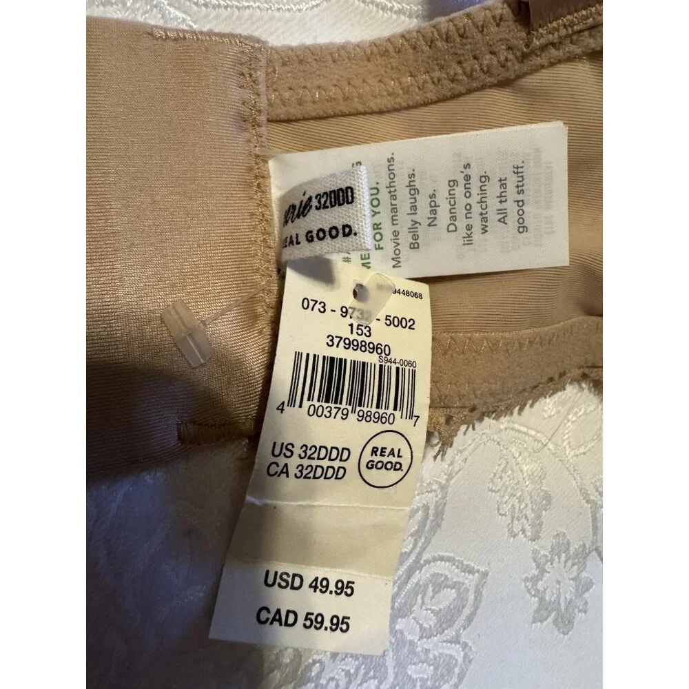 Aerie Real Power Convertible Strapless or Straps Push Up Bra Beige 32DDD NEW NWT